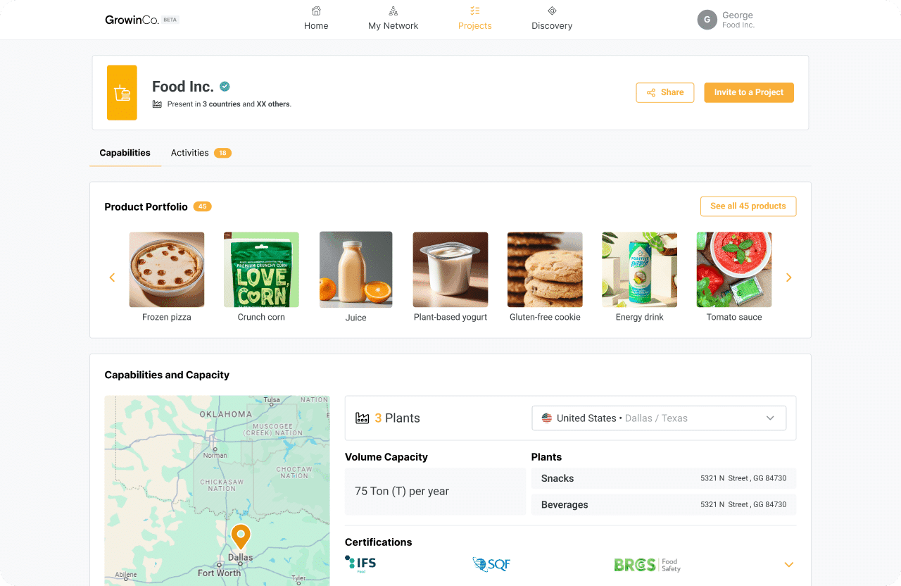 GrowinCo. organization profile showing capabilities, certifications and product portfolio